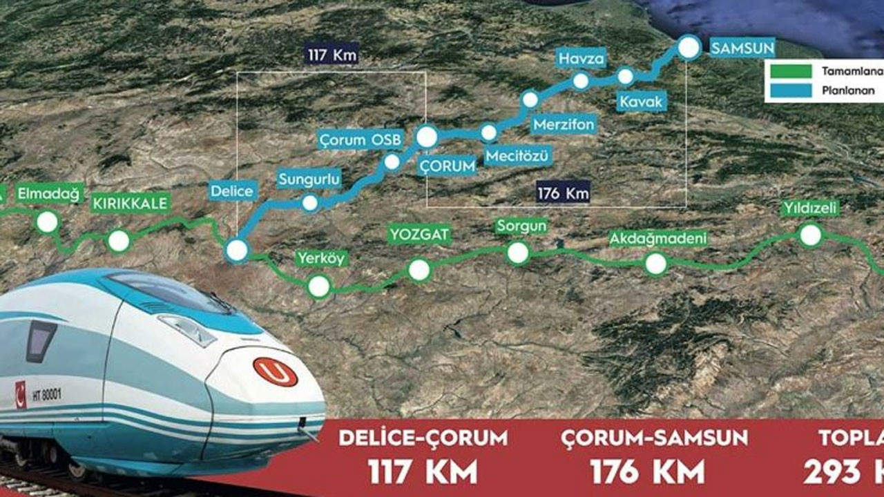 Kırıkkale-Samsun hattında inşaat başladı! Samsun-Ankara arası 2 saat 45 dakikaya düşecek