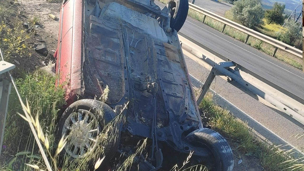 Kırıkkale'de alkollü sürücü kaza yaptı! Araç takla atarak durdu