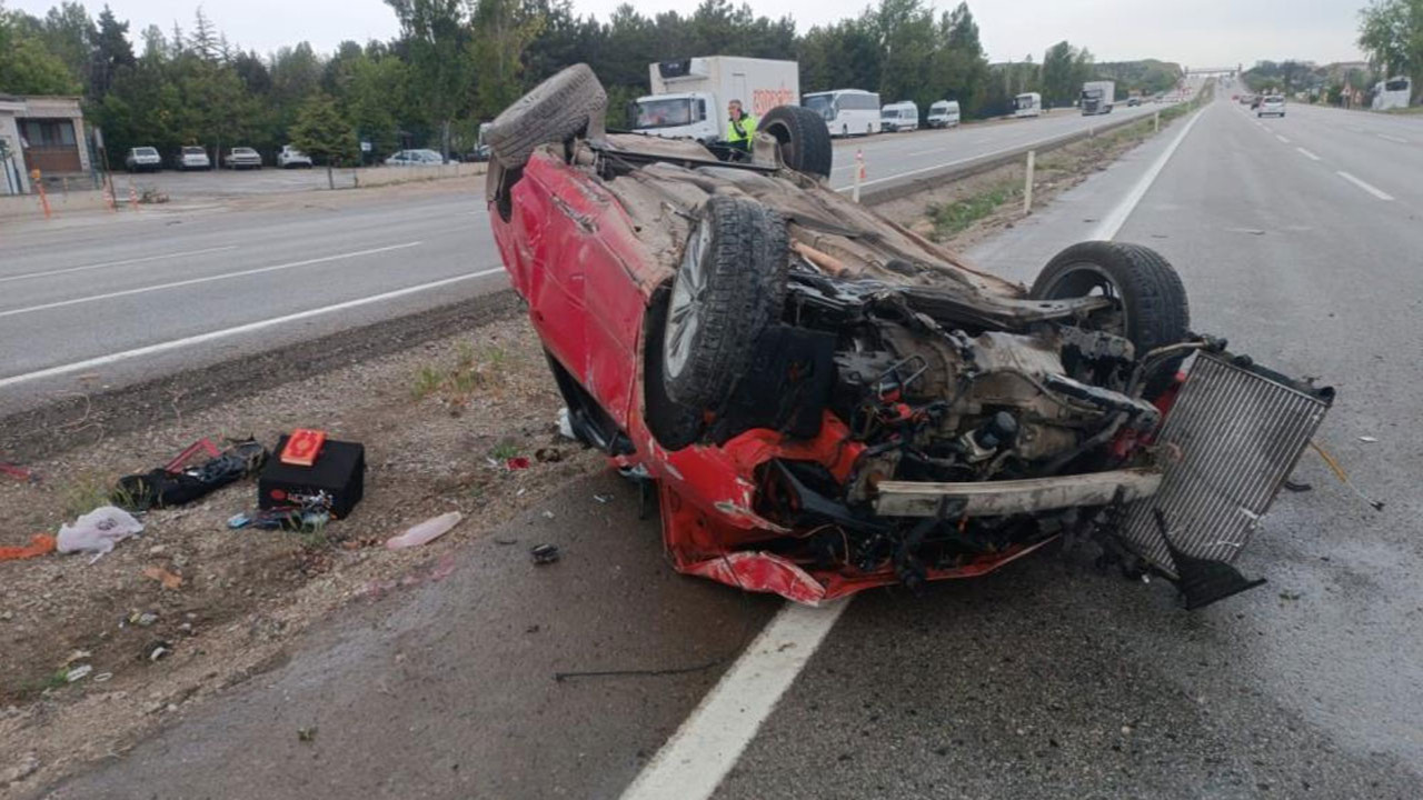 Elmadağ'da takla atan otomobildeki 1 kişi yaralandı