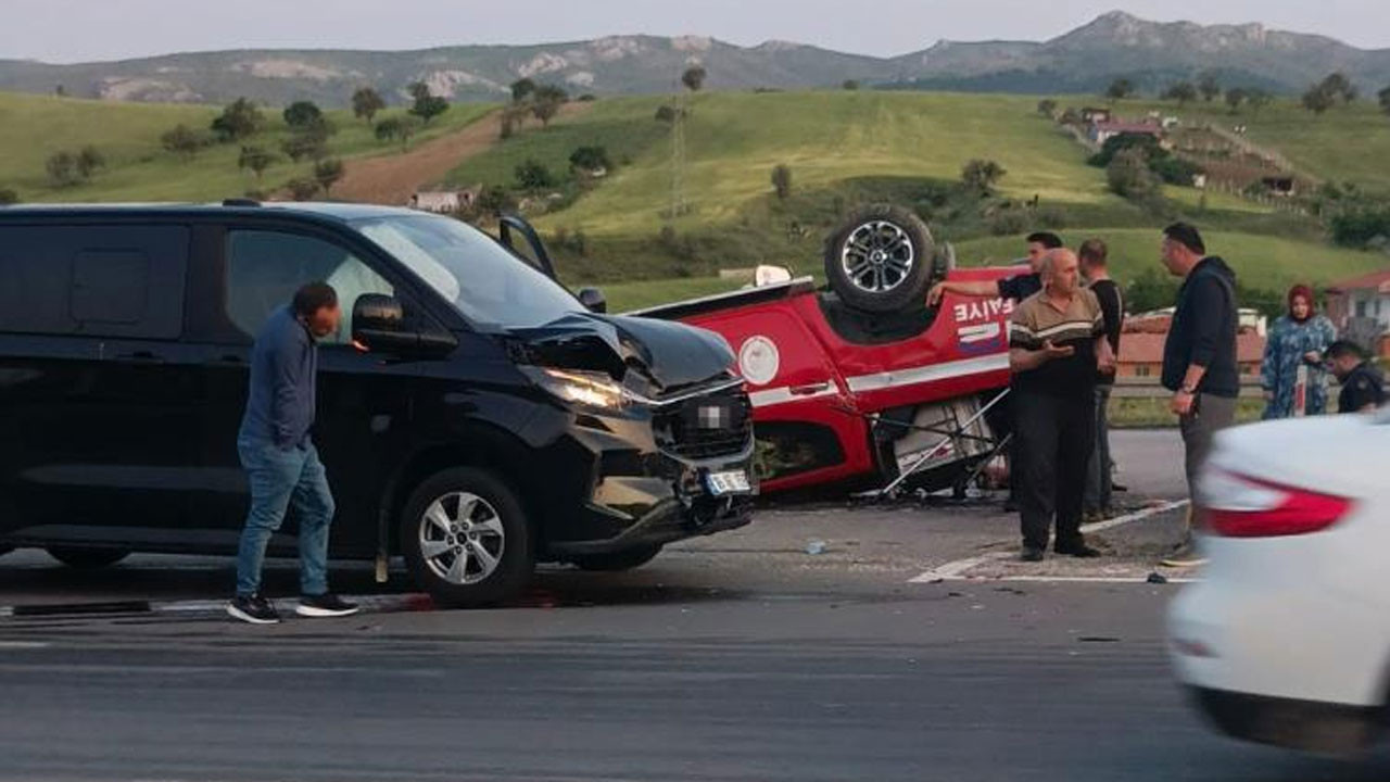 Akyurt’ta itfaiye aracı takla attı!
