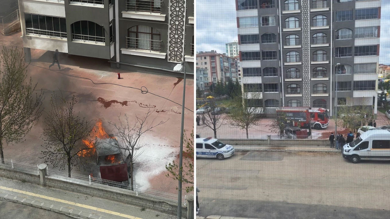 Ankara Pursaklar’da, park halindeki araçta çıkan yangın korkuttu