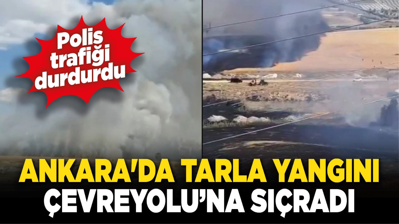 Ankara'da tarla yangını Çevreyolu’na sıçradı! Polis trafiği durdurdu