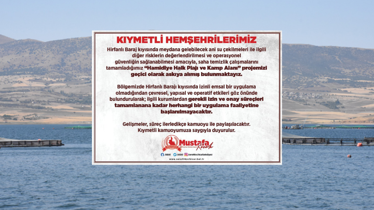 Şereflikoçhisar'da Hamidiye Halk Plajı Projesi geçici olarak durduruldu