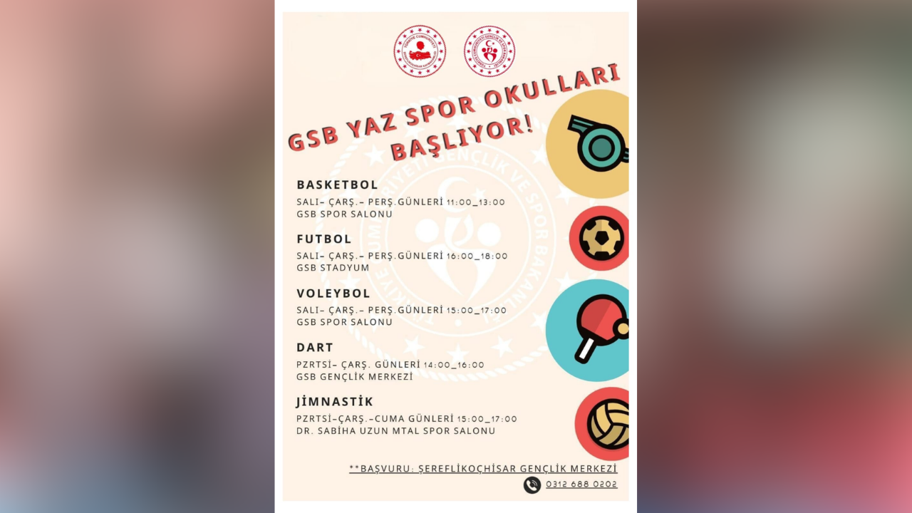 Şereflikoçhisar, gençleri GSB Yaz Spor Okullarına davet ediyor