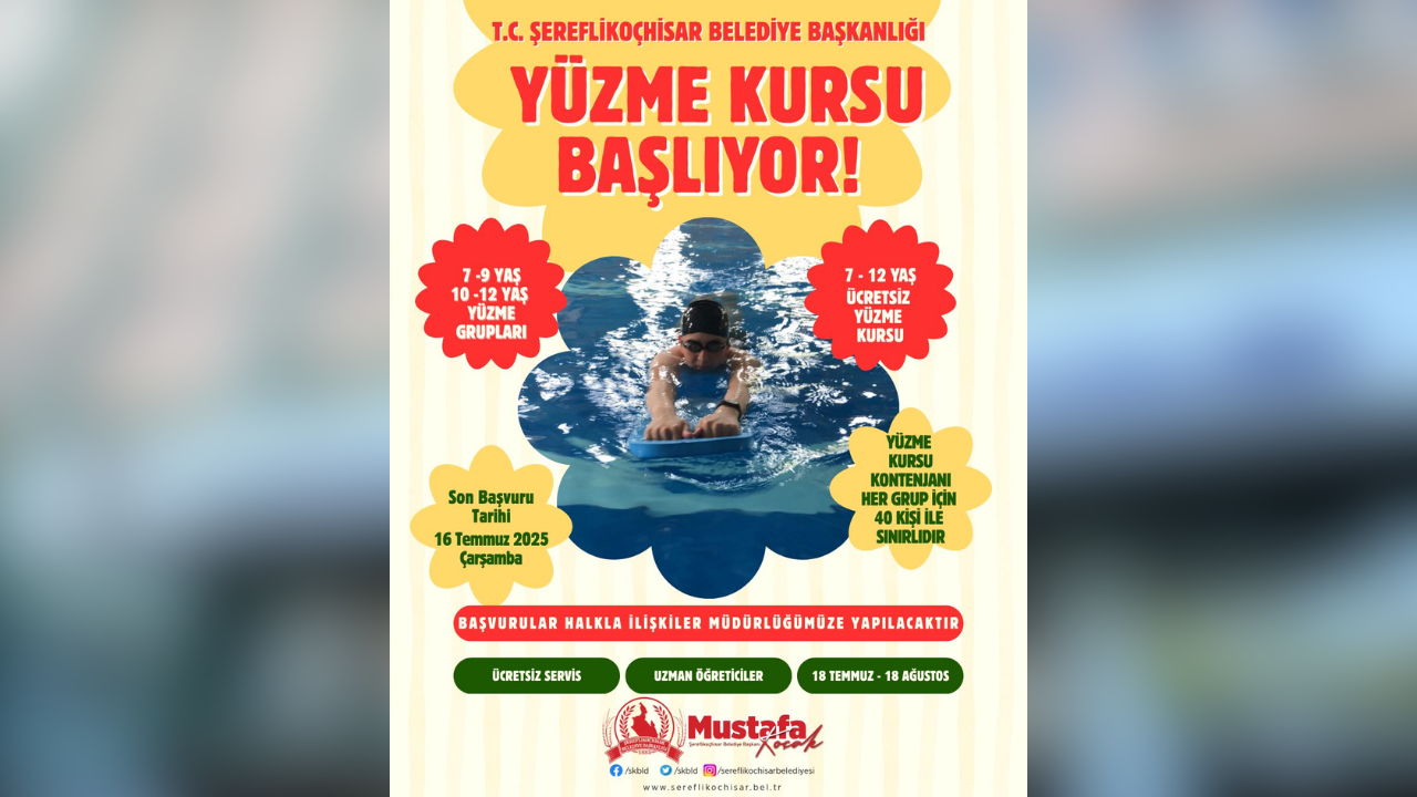 Şereflikoçhisar Belediyesinden ücretsiz yüzme kursu: Kontenjanlar sınırlı!