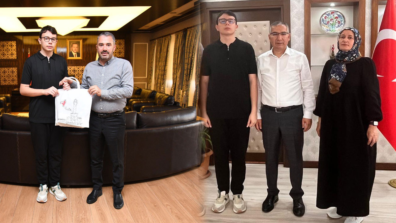 Pursaklar’ın başarılı öğrencisine protokolden tebrik