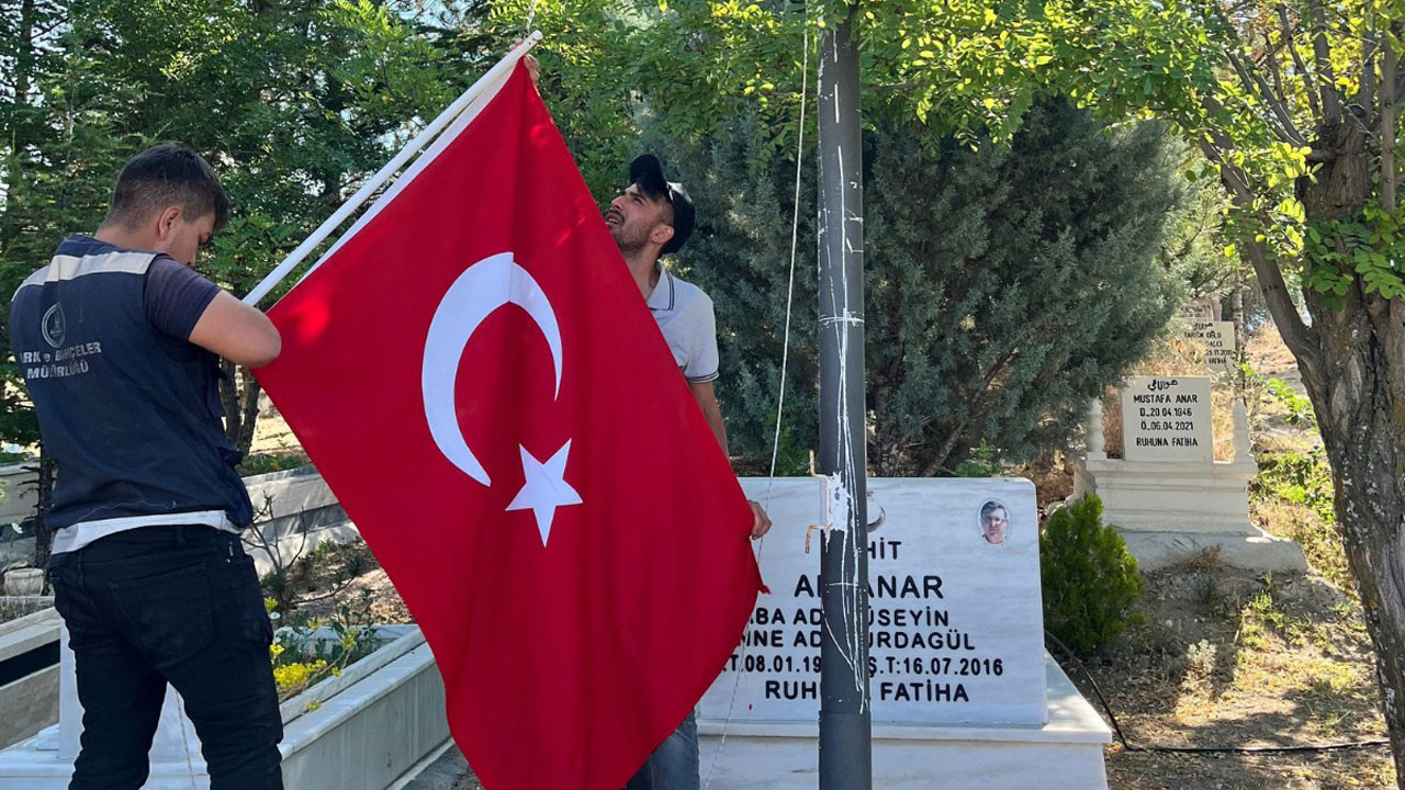 Kahramankazan'da şehit mezarlıklarında bakım ve yenileme çalışmaları başladı