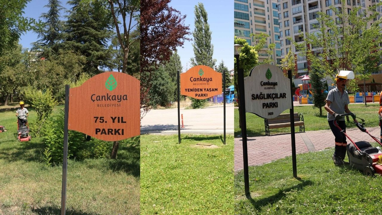 Çankaya’nın parklarında yaz mesaisi: Çim biçme ve ot temizliği sürüyor