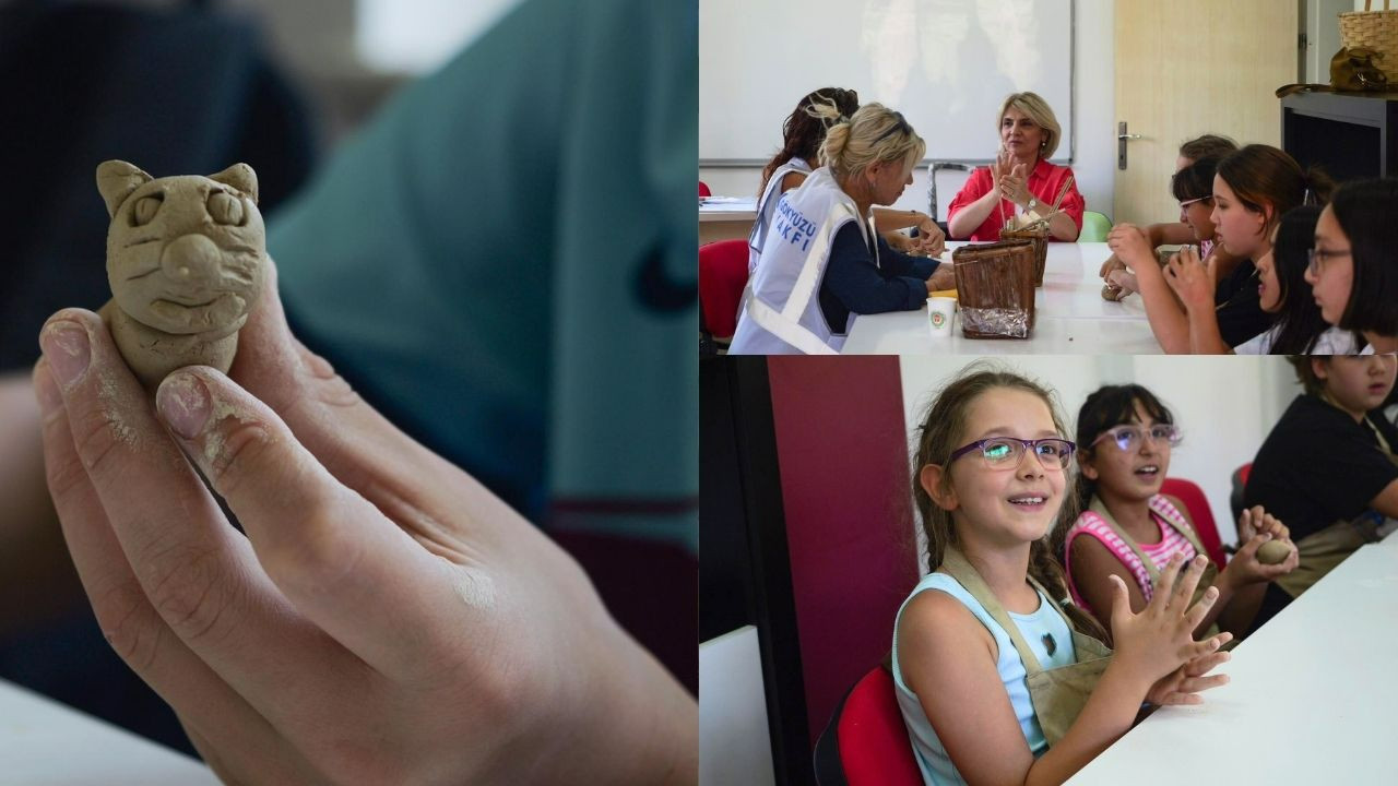 Etimesgut Belediye Başkan Yardımcısı Ebru Keyvan, Turkuaz ETİSEM’de çocuklarla seramik atölyesinde