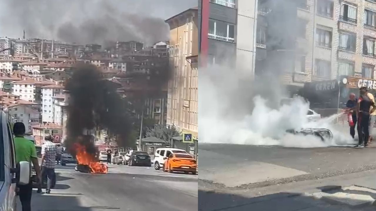 Ankara Mamak’ta motosiklet alev aldı!