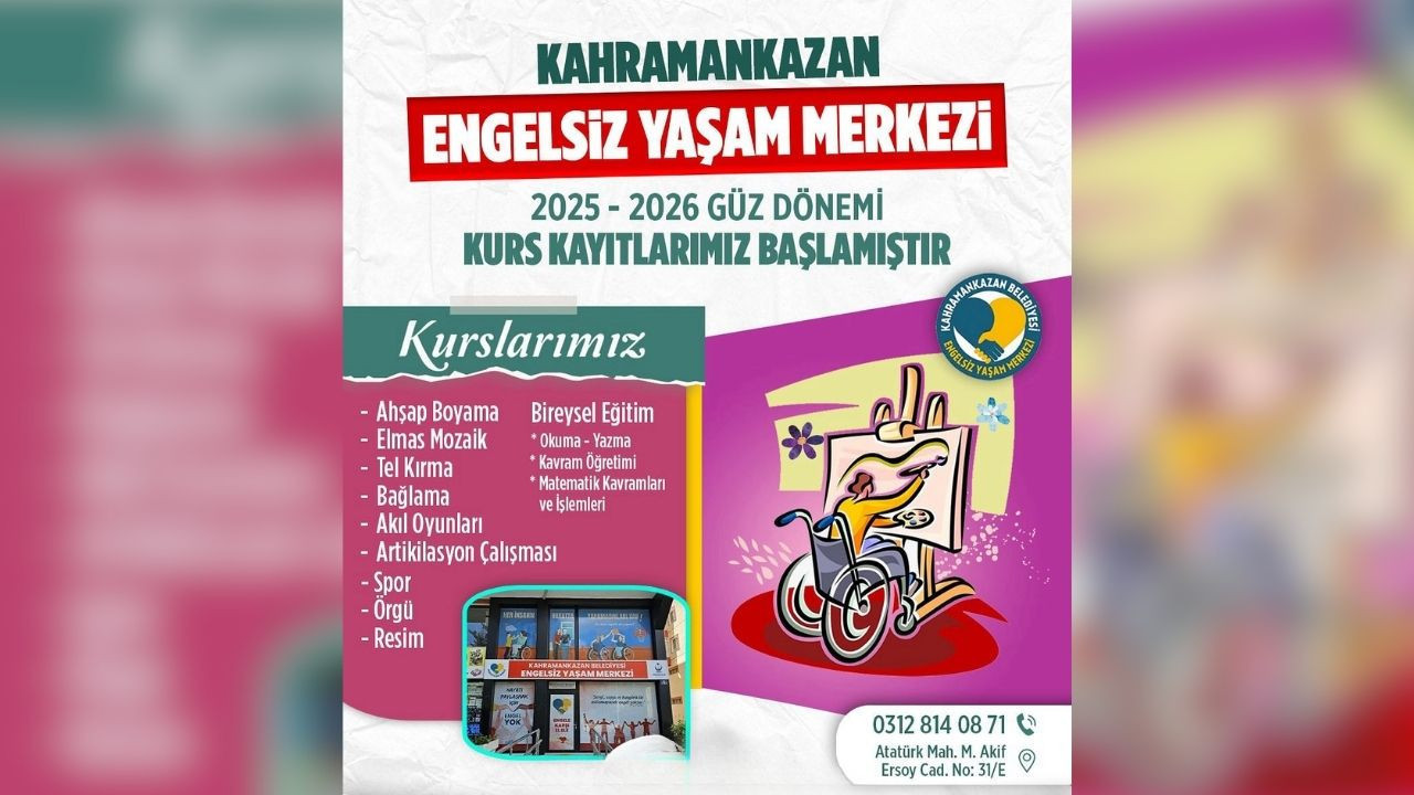 Kahramankazan Engelsiz Yaşam Merkezi’nde güz dönemi kayıtları başladı