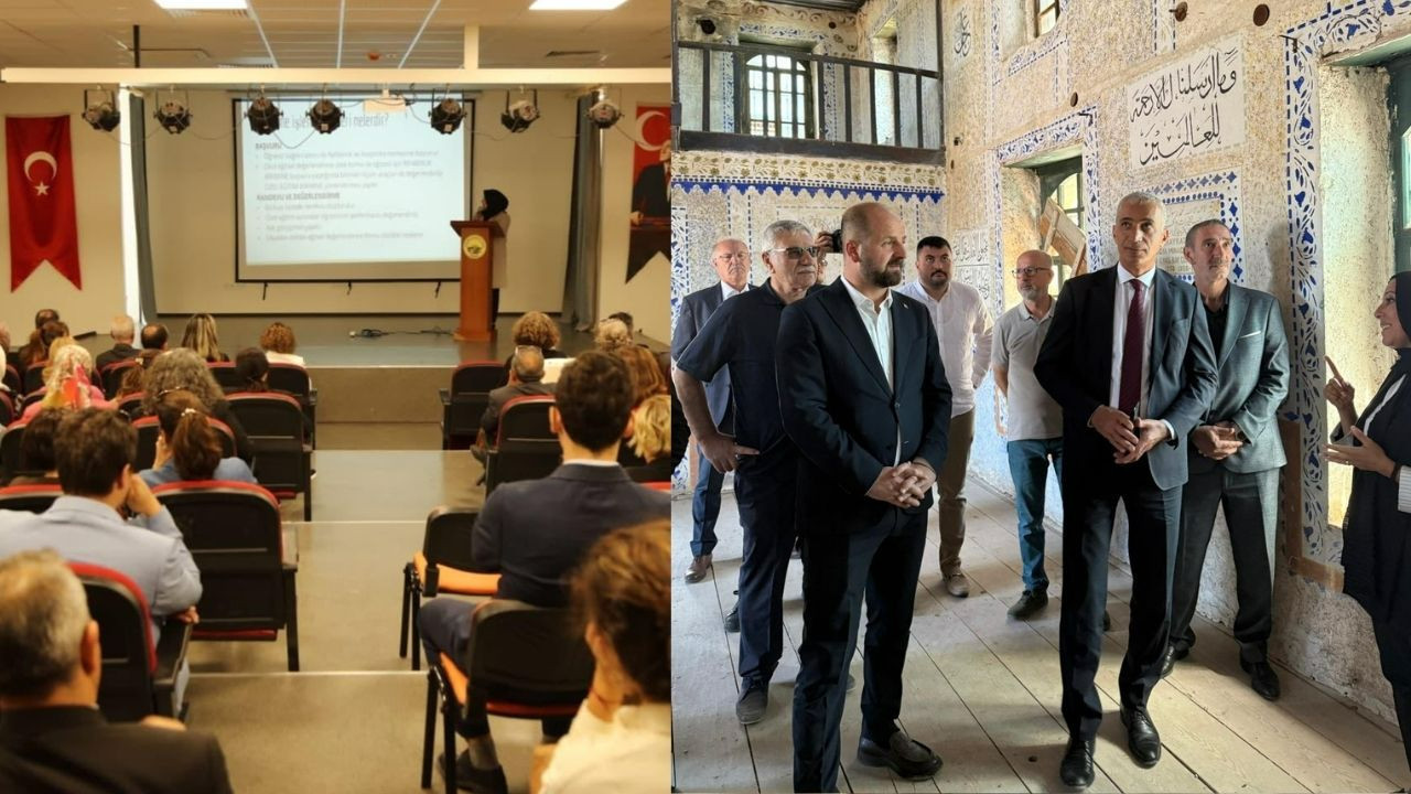 Gölbaşı Kaymakamı Rüstemoğlu hem tarihi camiyi inceledi hem de eğitim toplantısına katıldı