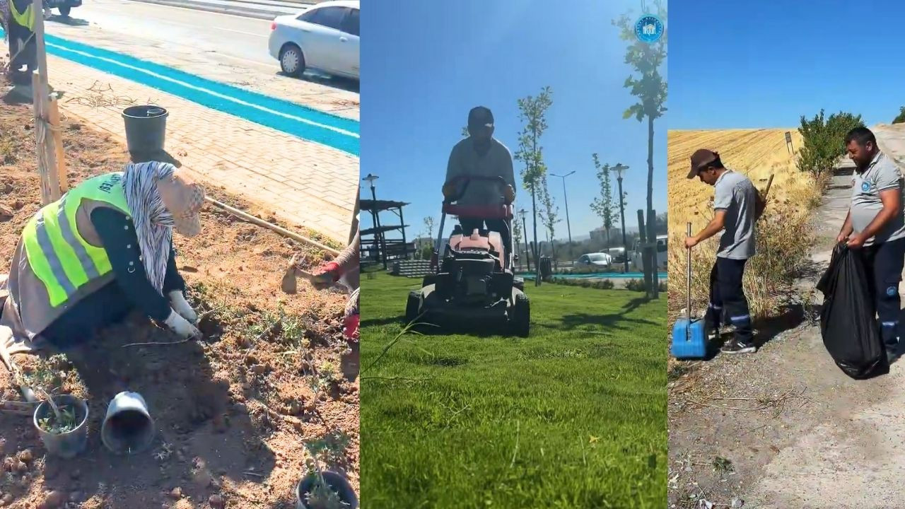 Akyurt’ta TOKİ Yolu Parkı’nda yeşil alan ve temizlik çalışmaları sürüyor