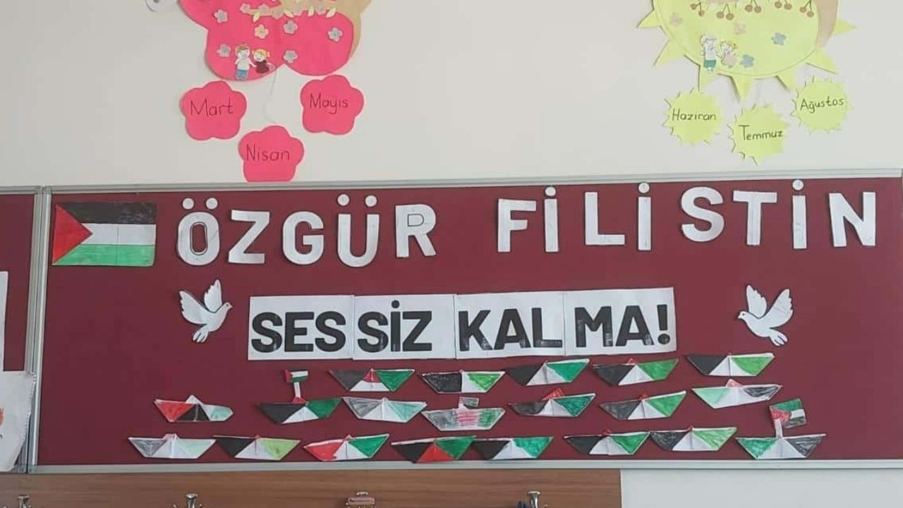 Akyurt Biruni İlkokulundan Gazze’ye dikkat çeken koreografi: “Özgür Filistin”