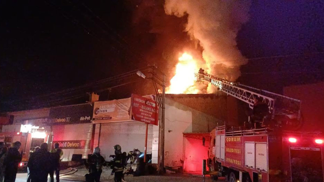 Çorum’da lastik tamirhanesinde yangın! Maddi hasar büyük