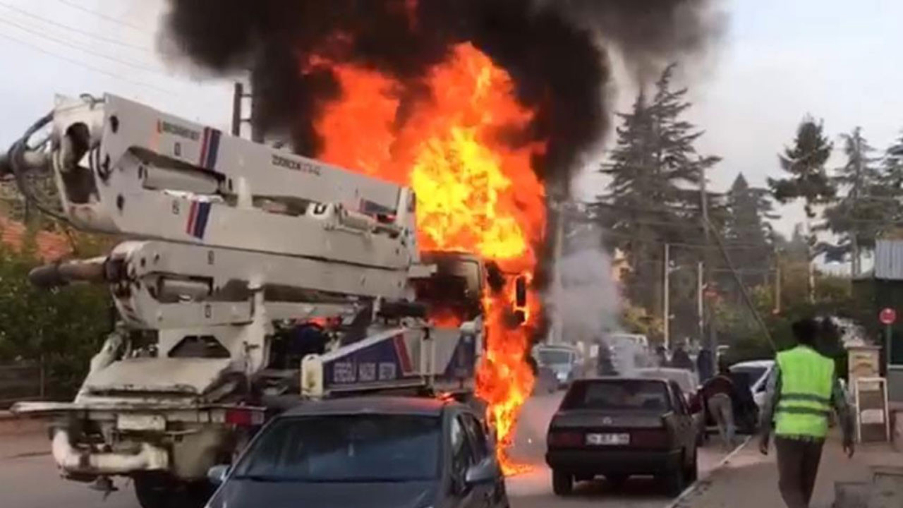 Demir yandı, gece kıpkızıl oldu! Beton pompası faciası