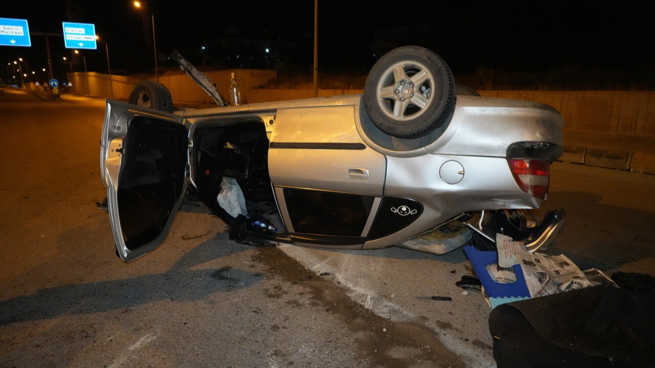 Takla atan otomobil hurdaya döndü: 2 yaralı