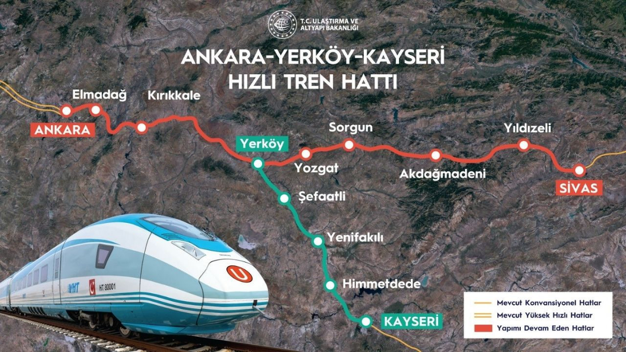 Ankara- Yerköy- Kayseri Hızlı Tren Hattında kritik aşama: Yozgat sınırlarında çalışmaların yüzde 45'i tamamlandı!