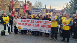MEB önünde Eğitim- Sen üyeleri eylem yaptı: MESEM'ler kapatılsın, meslek okulları açılsın!