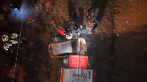 Kırıkkale'de yük treni arızalı otomobile çarptı