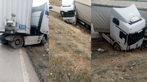 Beypazarı'nda yağmur nedeniyle tır yoldan çıktı