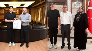 Pursaklar’ın başarılı öğrencisine protokolden tebrik