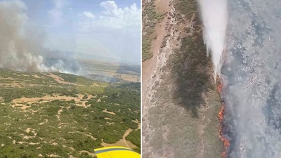 Foça’da tarım arazisinde başlayan yangın ormana sıçradı