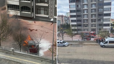 Ankara Pursaklar’da, park halindeki araçta çıkan yangın korkuttu