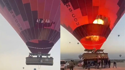 Sıcak hava balonu yere çakıldı