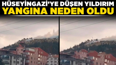 Hüseyingazi'ye düşen yıldırım yangına neden oldu