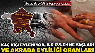 Ankara’da evlilik ve boşanma verileri: Kaç kişi evleniyor, ilk evlenme yaşları ve akraba evliliği oranları