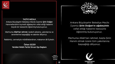 Yeniden Refah Partisinden Şirin Doğan’ın acı günü