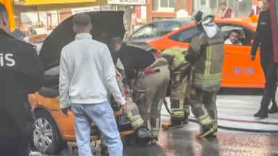 Başkentte Seyir Halindeki Taksi Alev Aldı