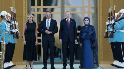 Miçotakis Külliye'ye gelirken Mehter'den 'Ceddin Deden' marşı! O anlar gündem oldu