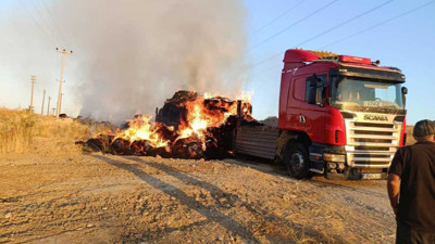 Elmadağ’da saman balyaları alev aldı: Vatandaşlar seferber oldu
