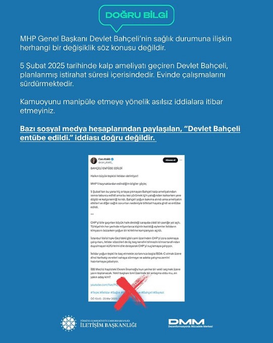Bahçeli entübe mi edildi? DMM’den açıklama geldi