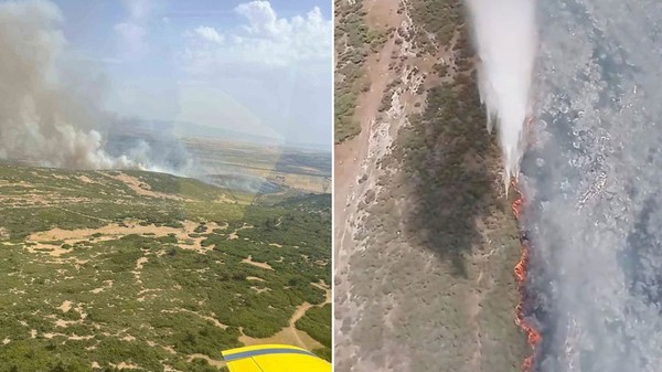 Foça’da tarım arazisinde başlayan yangın ormana sıçradı