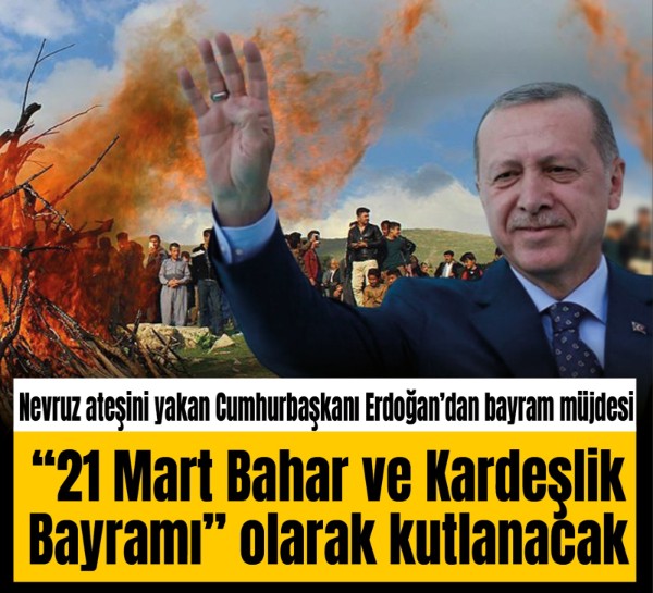 Nevruz ateşini yakan Cumhurbaşkanı Erdoğan'dan bayram müjdesi | "21 Mart Bahar ve Kardeşlik Bayramı" olarak kutlanacak