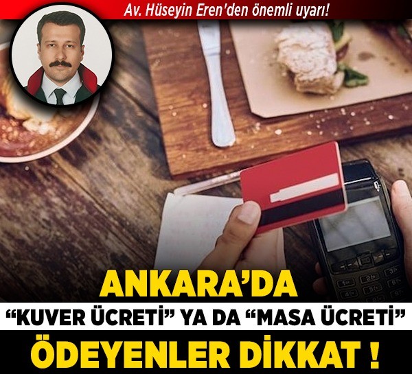 Ankara'da "Kuver ücreti" ya da "Masa ücreti" ödeyenler dikkat!