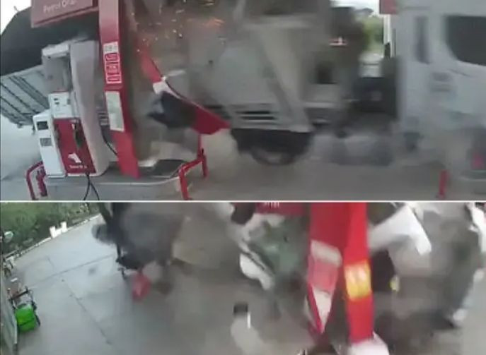 Bursa'da TIR'ın akaryakıt istasyonuna daldığı kaza kamerada - Resim: 1